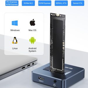 ACASIS M.2 NVMe & SATA to USB C Docking Station, NVME SSD Enclosure Adapter, USB 3.2 Gen 2(10 Gbps), Aluminium Alloy Housing, Support M.2 (M Key) NVMe and (B+M Key) SATA-Based SSD