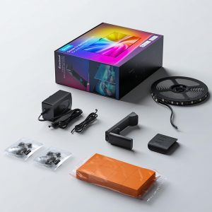 Govee Retroiluminación de TV 3 Lite con función de corrección de ojo de pez Sincronización con televisores de 55 a 65 pulgadas, tira de luces LED RGBICW Wi-Fi de 11.8 pies con cámara, 4 colores en 1 lámpara cuenta, control de voz y aplicación, adaptador