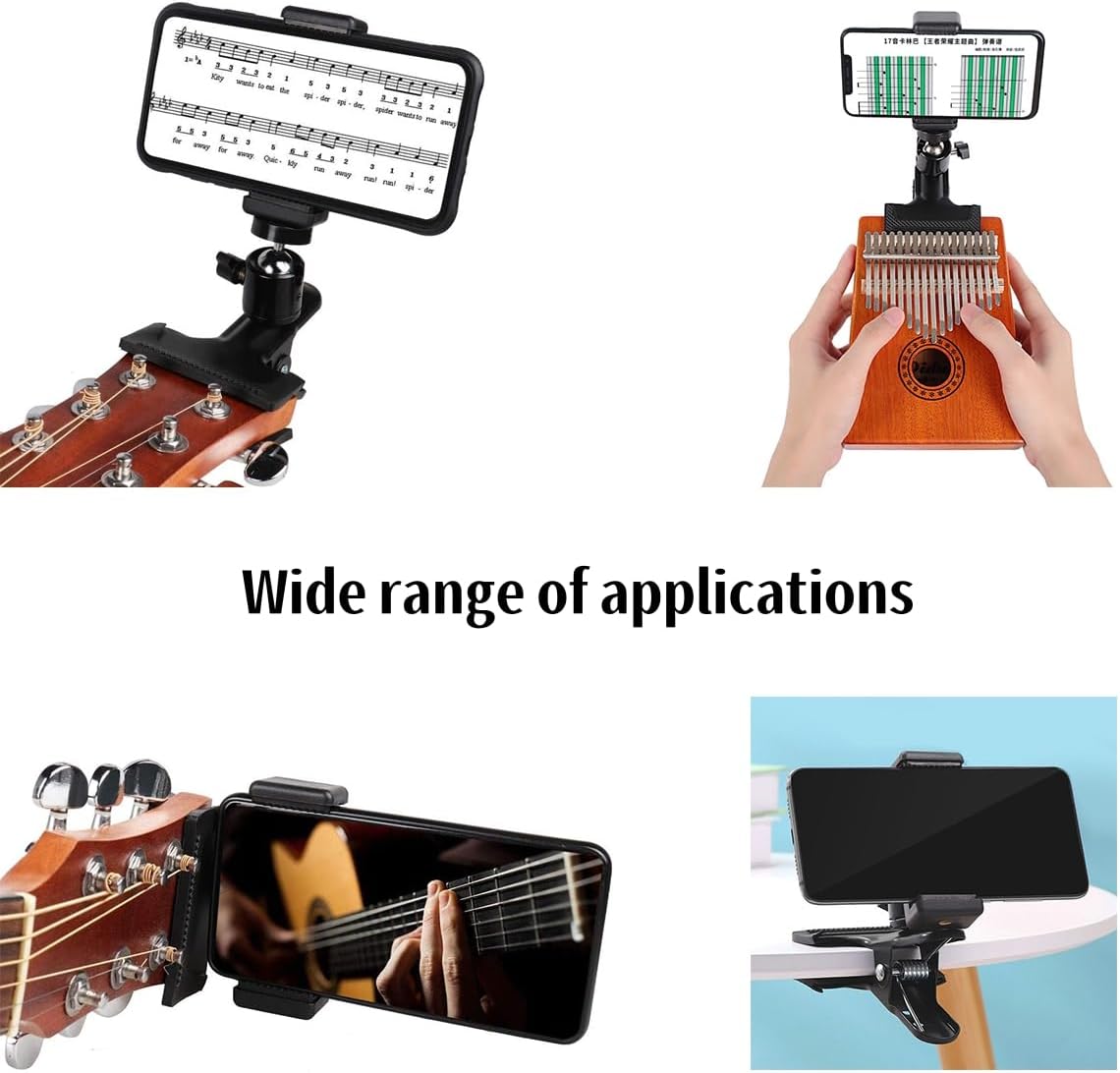 Soporte para teléfono con cabezal de guitarra para grabación de video en vivo, adecuado para teléfonos inteligentes iPhone y Samsung, compatible con guitarra eléctrica, bajo y ukelele
