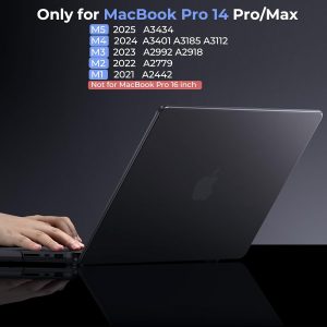 BlueSwan Matte Case for MacBook Pro 14 M5 2025 2024-2021 M4 M3 M2 M1 Pro/Max, Compatible A3434 A3401 A3112 A2992 A2918 A2779 A2442, Hard Shell Protective Cover, Space Black Clear