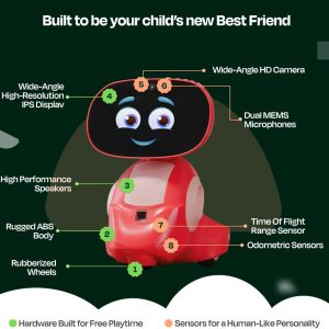 Miko 3 AI Robot for Kids – Smart Educational & STEAM Learning Robot with Interactive Apps, Games, Stories & Activities for Girls & Boys Ages 5–10 | Red