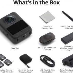 DJI Osmo 360 Camera Adventure Combo, Waterproof 8K 360° Action Camera with 1-Inch 360° Imaging, Extended Battery Life with 3 Batteries, Native 8K 360° Video, 105GB Built-in Storage, 360 Action Camera