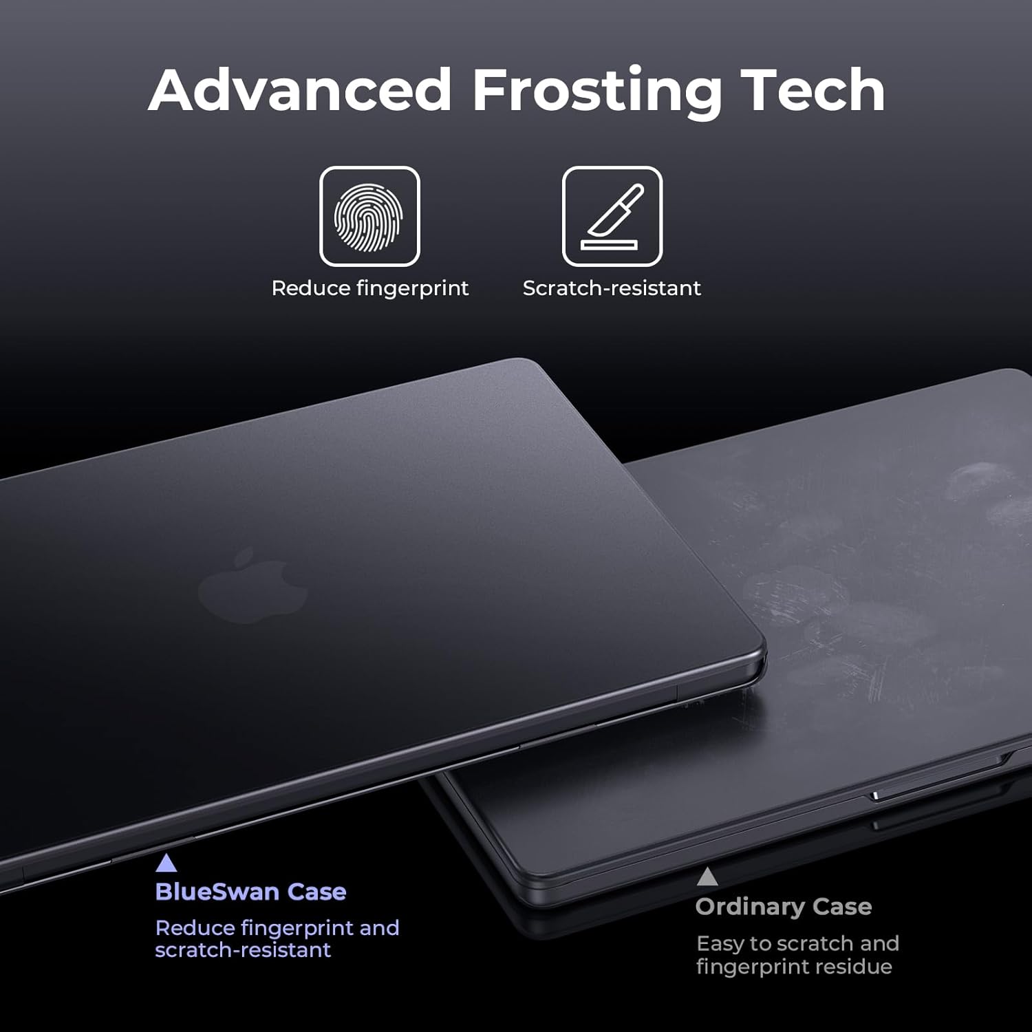 BlueSwan Matte Case for MacBook Pro 14 M5 2025 2024-2021 M4 M3 M2 M1 Pro/Max, Compatible A3434 A3401 A3112 A2992 A2918 A2779 A2442, Hard Shell Protective Cover, Space Black Clear