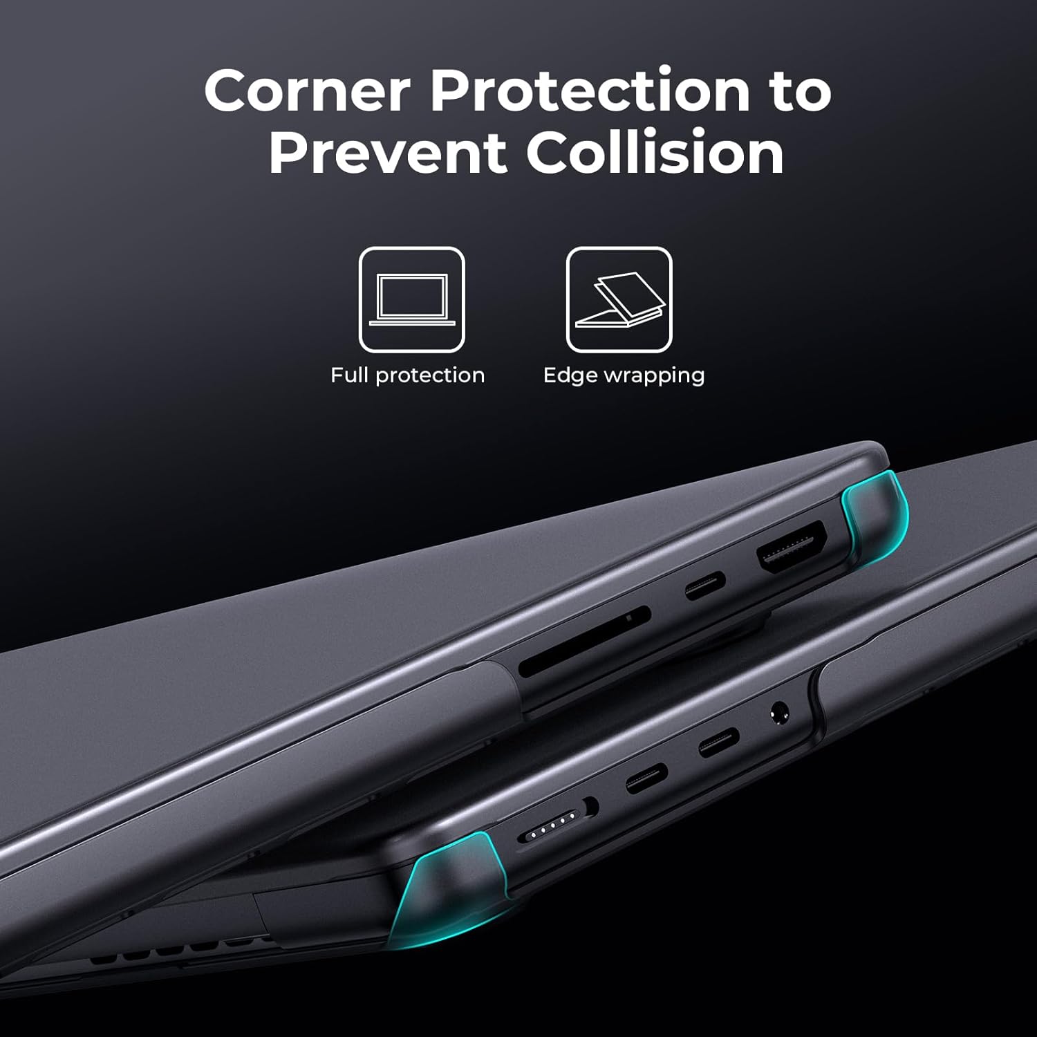 BlueSwan Matte Case for MacBook Pro 14 M5 2025 2024-2021 M4 M3 M2 M1 Pro/Max, Compatible A3434 A3401 A3112 A2992 A2918 A2779 A2442, Hard Shell Protective Cover, Space Black Clear