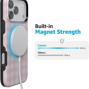 Casely iPhone 17 Pro Max Case | Pink Plaid | Sunday Best | Compatible with MagSafe | Bold Protective Design