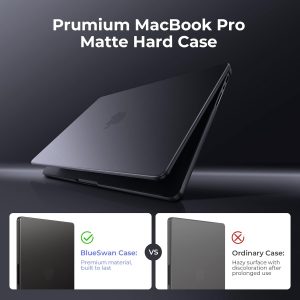 BlueSwan Matte Case for MacBook Pro 14 M5 2025 2024-2021 M4 M3 M2 M1 Pro/Max, Compatible A3434 A3401 A3112 A2992 A2918 A2779 A2442, Hard Shell Protective Cover, Space Black Clear