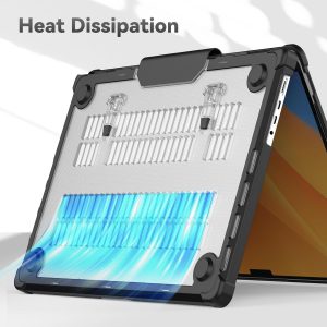 HXCASEAC Funda compatible con MacBook Pro de 16 pulgadas 2024 2023 2022 2021, funda rígida protectora antiarañazos con soporte plegable M4 M3 M2 M1 (A3186 A3403 A2991 A2780 A2485) - Negro