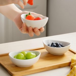 Dipping Bowls, 3 OZ Small Serving Bowls for Side Dishes,Set of 6 Mini Appetizer Plates for Condiment Sushi Ketchup, Porcelain, Tomato Sauce, Soy Sauce Dish Ceramic (4 Inch(3 Ounce))