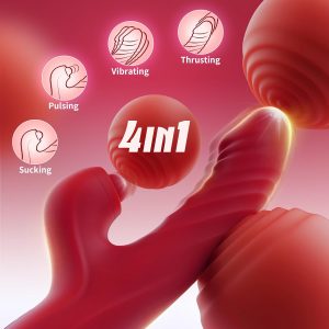 Vibrator Thrusting Dildo for Women Toendi G Spot Rose Toy Clitoral Stimulator Sex Toys Dildos Vibrator with 10 Vibration 7 Thrust Mode with Licking, Rabbit Vibrators Adult Sex Toy Couple AI Sync Games