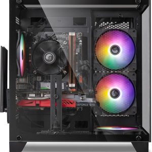 Prebuilt Gaming PC Desktop Computer,AMD Ryzen R5 5500 Desktop,Operating at A Frequency of 3.6-4.2 GHz,RTX 4060 Graphics Card with 8GB GDDR6 Video Memory,16GB RAM, 1TB NVME SSD,WiFi 5.0,RGB Fan x4