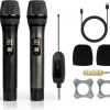 Soundgeek Wireless Microphone UHF Metal Dual Handheld Mic with Rechargeable Receiver 200ft Range, Microphone for Singing, Karaoke, Church, Speech, Wedding, Party Singing (2 Mics, Black & Gray)
