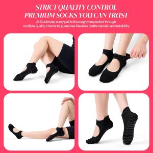 CoolMate Calcetines de pilates con empuñaduras para mujer, calcetines de yoga, antideslizantes, para entrenamiento, barras, regalos de pilates