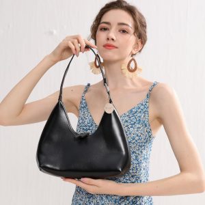JOLLQUE Shoulder Bag for Women, Small Leather Handbag Purse,Unique Trendy Zipper Hobo Bag