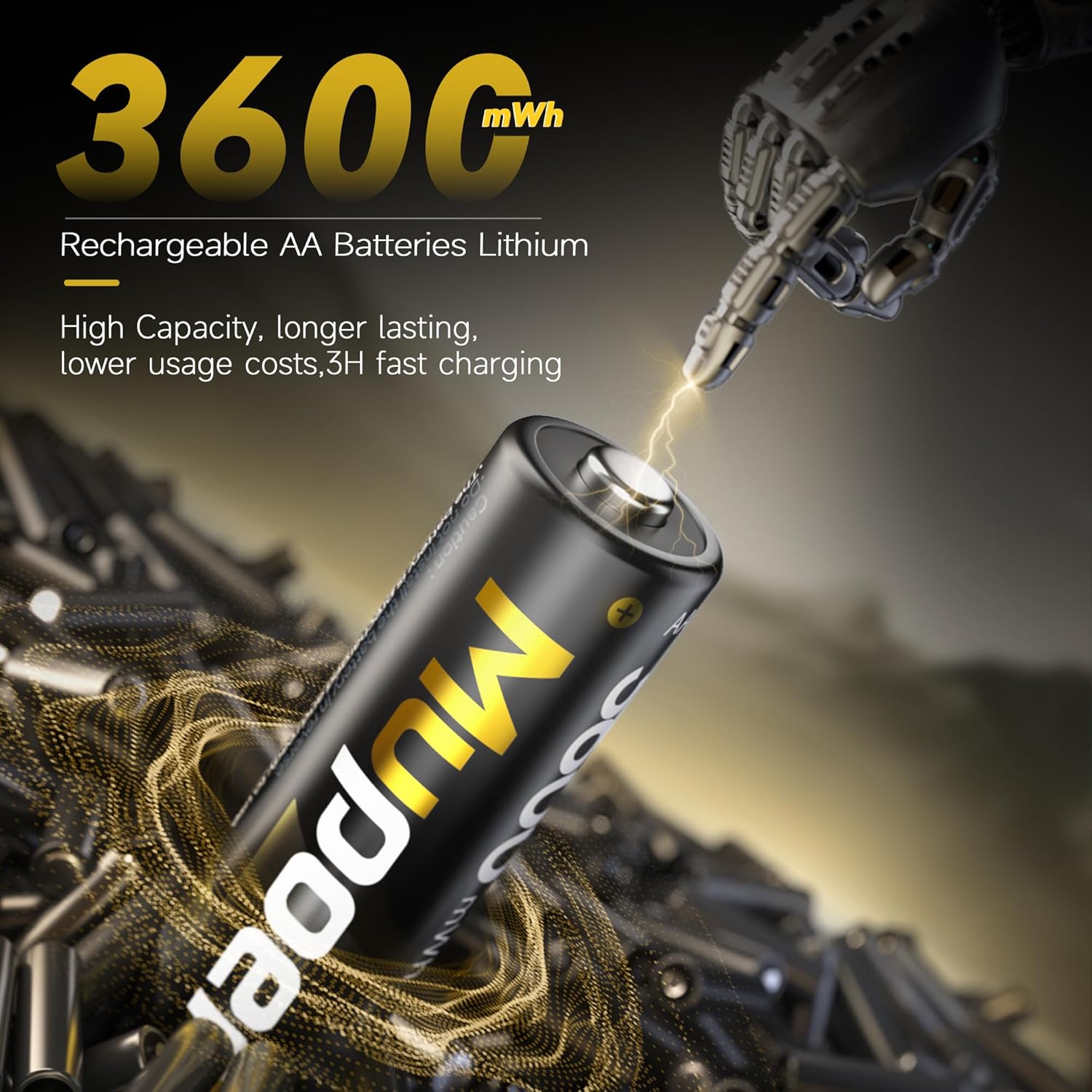 Rechargeable AA Batteries 12 Count,Lithium Batteries AA 1.5V 3600mWh,Double A Rechargeable Batteries,Pilas Recargables AA,Lithium ion AA Batteries for Blink Xbox Long Lasting