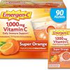 Emergen-C 1000mg Vitamin C Powder for Daily Immune Support Caffeine Free Vitamin C Supplements with Zinc and Manganese, B Vitamins and Electrolytes, Super Orange Flavor - 90 Count/3 Month Supply