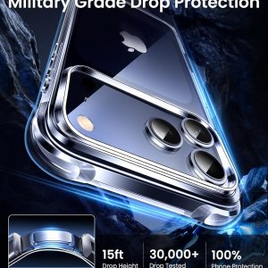 Mkeke – Funda transparente compatible con iPhone 17 Pro, antiamarilleo y con protección contra caídas de grado militar. Protector a prueba de golpes para iPhone de 6.3 pulgadas, modelo 2025