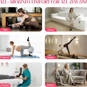 CoolMate Calcetines de pilates con empuñaduras para mujer, calcetines de yoga, antideslizantes, para entrenamiento, barras, regalos de pilates