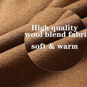 PRIJOUHE Men's Wool Coat Hoodie Long Trench Coat Cotton Casual Woollen Overcoat Jacket