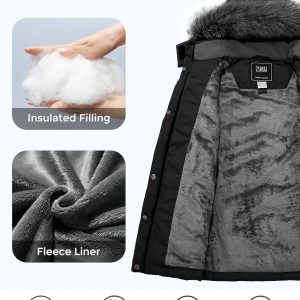 ZSHOW Girls' Winter Coat Insulated Long Quilted Puffer Jacket Warm Hooded Parka Snow Coats