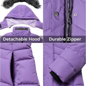 ZSHOW Girls' Winter Coat Insulated Long Quilted Puffer Jacket Warm Hooded Parka Snow Coats