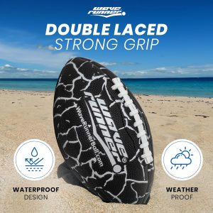 Wave Runner Grip It - Balón de fútbol impermeable de tamaño junior, tamaño 9.25, duradero y doble cordón, perfecto para accesorios de playa, juegos para niños, juguetes de piscina, juegos al aire