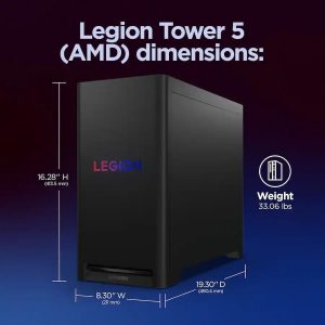 Lenovo Legion Tower 5 Gaming Desktop, AMD Ryzen 7 7800X3D NVIDIA GeForce RTX 5070 12GB GDDR7, 64GB DDR5 5600MT/s, 2TB SSD, 2TB HDD, Whisper-Quiet Legion Cooling, Windows 11 Pro, REDRAGON Accessories