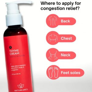 Crema de tomillo (4 onzas líquidas) – Ayuda a aliviar la tos estacional, las molestias en el pecho y promueve la respiración fácil
