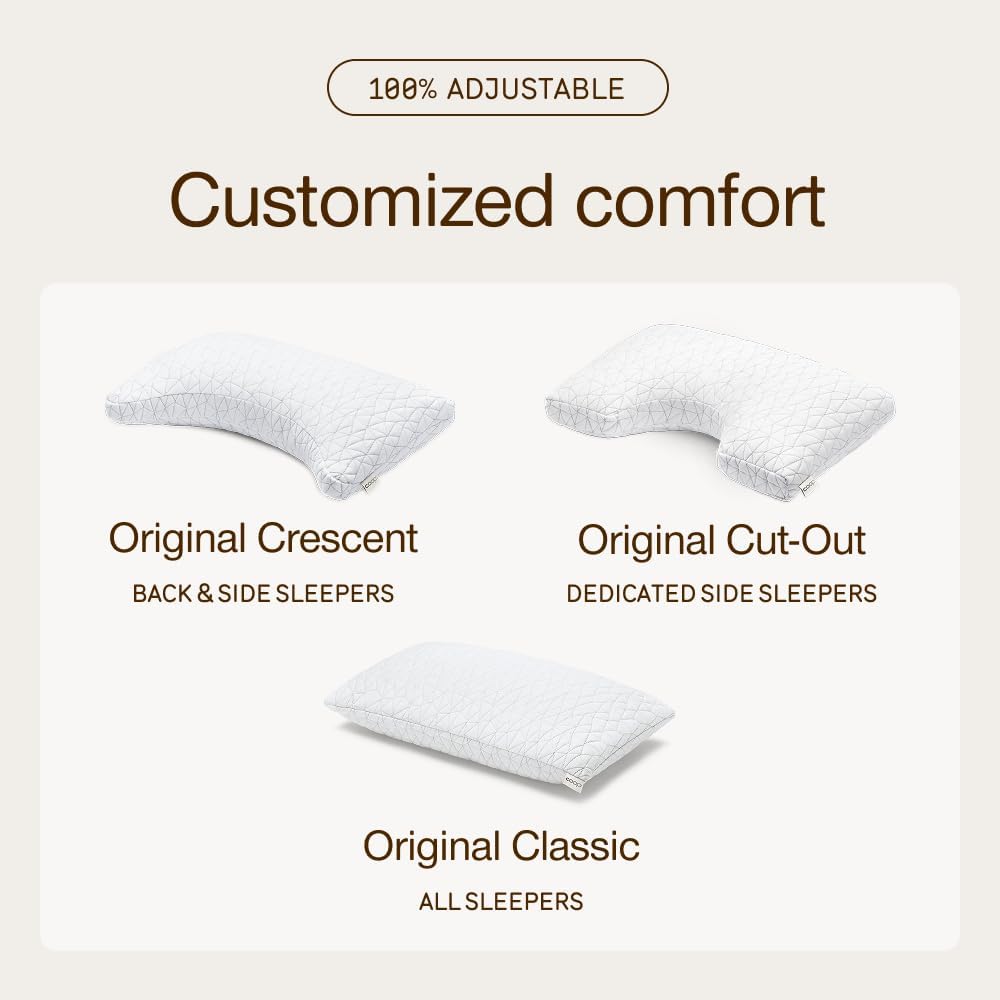 Coop Home Goods Original Adjustable Pillow, Queen Size Bed Pillows for Sleeping, Cross Cut Memory Foam Pillows - Medium Firm Back, Stomach and Side Sleeper Pillow, CertiPUR-US/GREENGUARD Gold