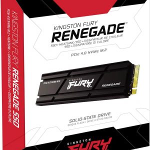 Kingston Fury Renegade 1TB PCIe Gen 4.0 NVMe M.2 SSD interno para juegos con disipador de calor | Listo para PS5 | Hasta 7300 MB/s | SFYRSK/1000G