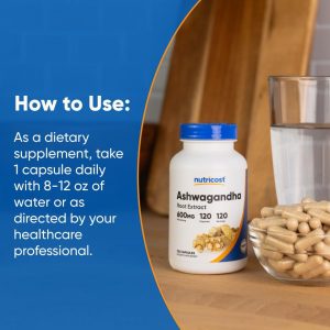 Nutricost Ashwagandha - Suplemento de hierbas de 600 mg, 120 cápsulas, vegetariano, sin OMG, sin gluten, raíz de Ashwagandha