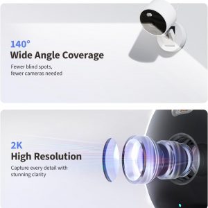 Aqara G100, cámara de seguridad para interiores y exteriores 2K, video seguro HomeKit, audio de 2 vías, visión nocturna de color y infrarrojos, detección de AI, FOV de 140°, Wi-Fi 6, compatible con