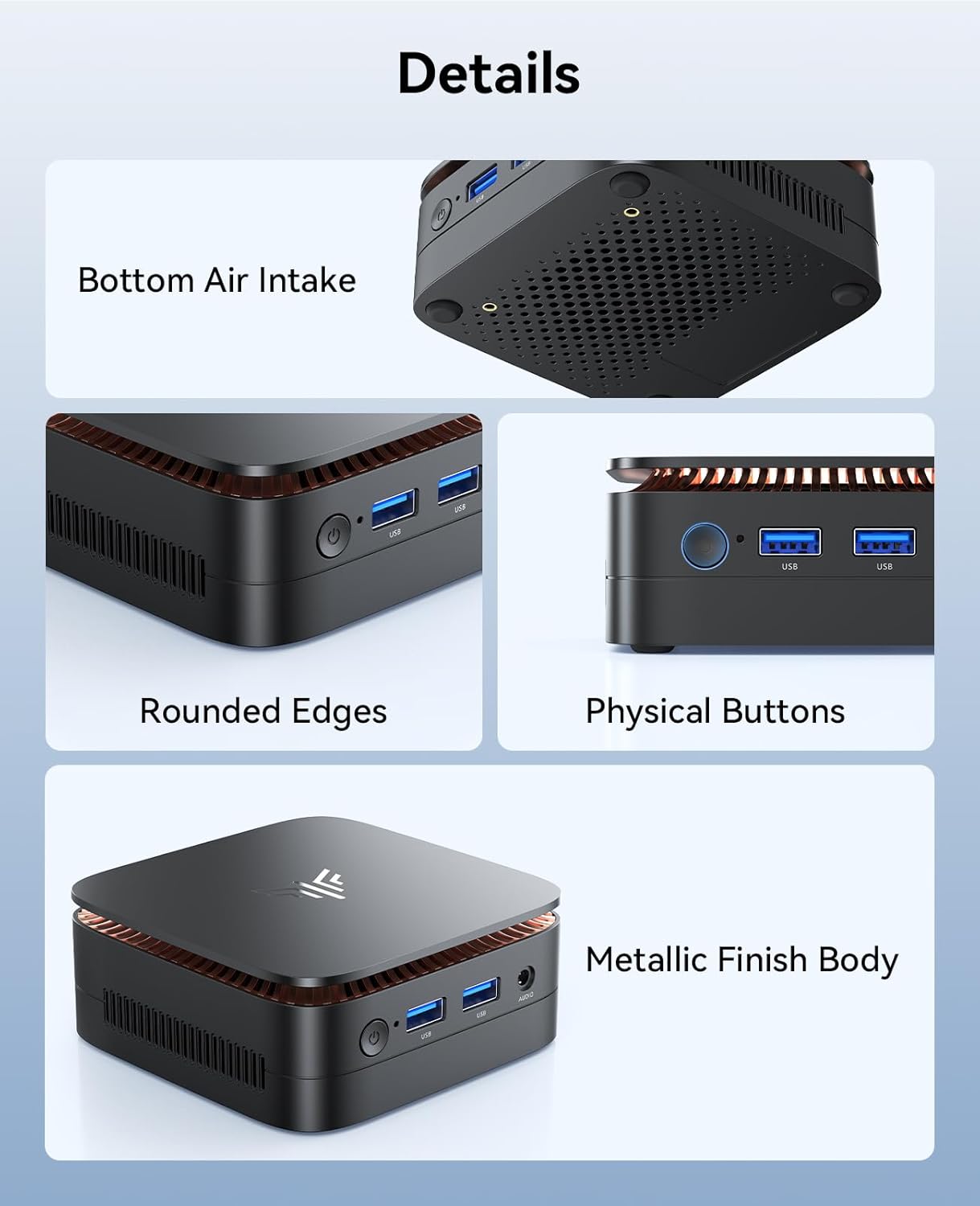 KAMRUI Essenx E1 Mini PC, N95 Processor (up to 3.4GHz), 12GB LPDDR5 RAM 256GB M.2 SSD, Mini Desktop Computer Support Dual 4K, WiFi, Ethernet for Business, Office, Home