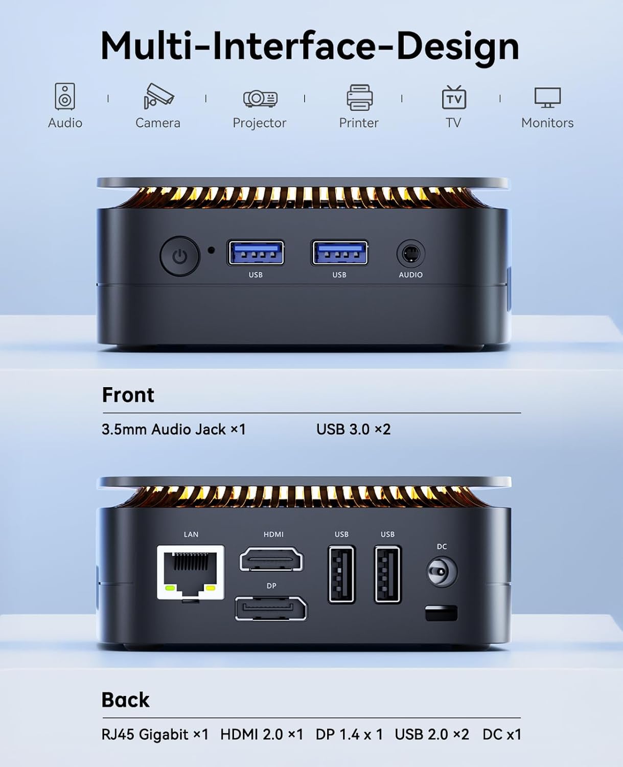 KAMRUI Essenx E1 Mini PC, N95 Processor (up to 3.4GHz), 12GB LPDDR5 RAM 256GB M.2 SSD, Mini Desktop Computer Support Dual 4K, WiFi, Ethernet for Business, Office, Home