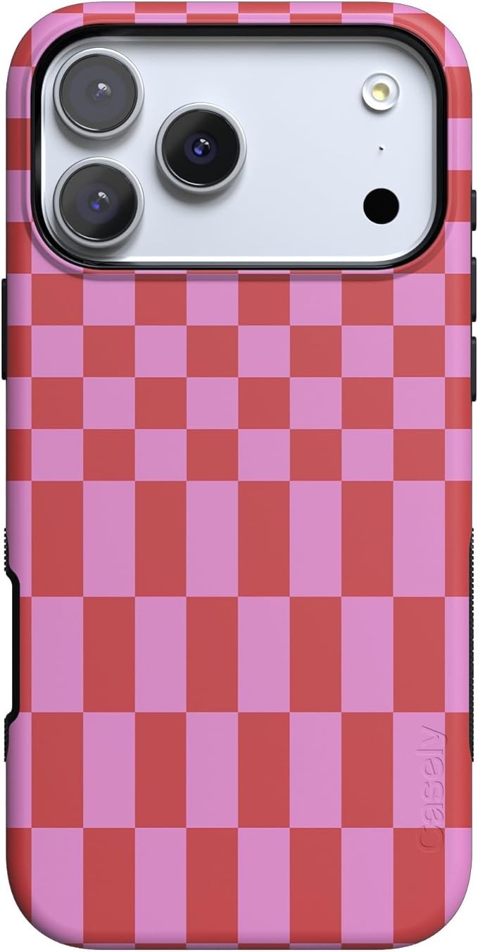 Casely iPhone 17 Pro Max Case | Vibe Check | Pink Checkerboard | Compatible with MagSafe | Bold Protective Design