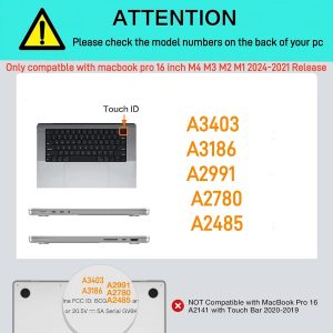 Funda de protección mate definitiva para MacBook Pro de 16 pulgadas M4 M3 M2 M1 2024-2021 A3403 A3186 A2991 A2780 A2485 Pro Max Chip, suave, antiarañazos, militar, a prueba de golpes y piel de