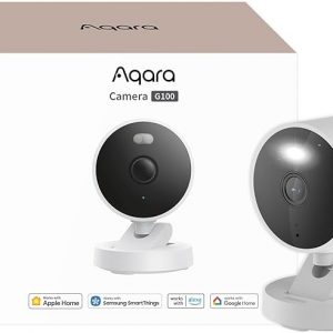 Aqara G100, cámara de seguridad para interiores y exteriores 2K, video seguro HomeKit, audio de 2 vías, visión nocturna de color y infrarrojos, detección de AI, FOV de 140°, Wi-Fi 6, compatible con