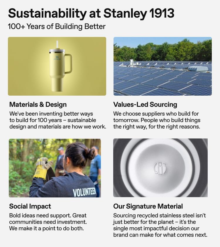 Stanley Quencher H2.0-Vaso de acero inoxidable con asa, pajilla y tapa FlowState giratoria de 3 posiciones; aislamiento térmico, sin BPA; apto p/portavaso para viaje; 40 oz, amarillo pastel (Pomelo)