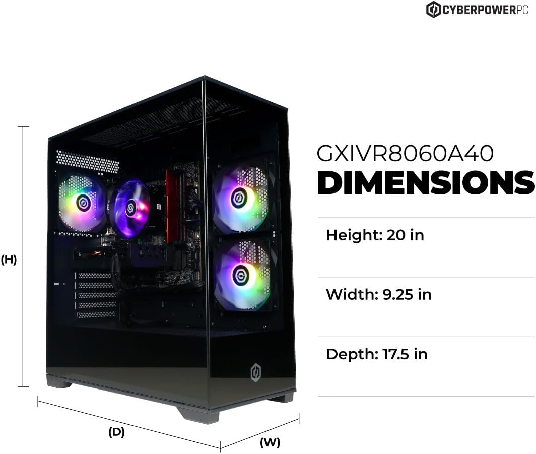 CyberPowerPC Gamer Xtreme VR Gaming PC, Intel Core i5-13400F 2.5GHz, GeForce RTX 5060 8GB, 16GB DDR5, 1TB PCIe 4.0 SSD, WiFi Ready y Windows 11 Home (GXiVR8060A40)