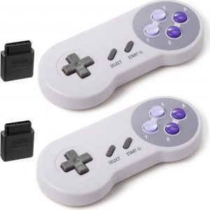 KIWITATA 2 Pack 2.4GHz Wireless Controller for SNES Original Console, Rechargeable Wireless Remote Gamepad Controller for SNES Super Entertainment System Console