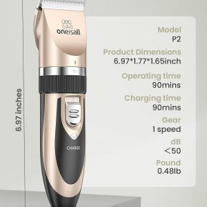 ONEISALL - Cortadora para pelo eléctrico silencioso para perros y gatos