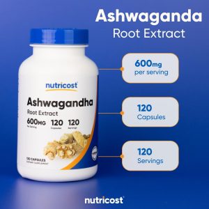Nutricost Ashwagandha - Suplemento de hierbas de 600 mg, 120 cápsulas, vegetariano, sin OMG, sin gluten, raíz de Ashwagandha