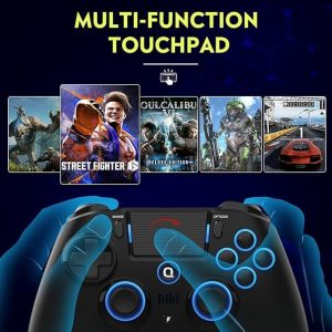 QRD Spark N5 Wireless Controller for PS5 Pro Slim PS4 PS3 PS2 Steam Deck PC Windows Mac iOS Android TV Box, Halleffect Gamepad Joystick with Touchpad, 6 Axis Gyro, Dual Vibration, Mapping, Macro