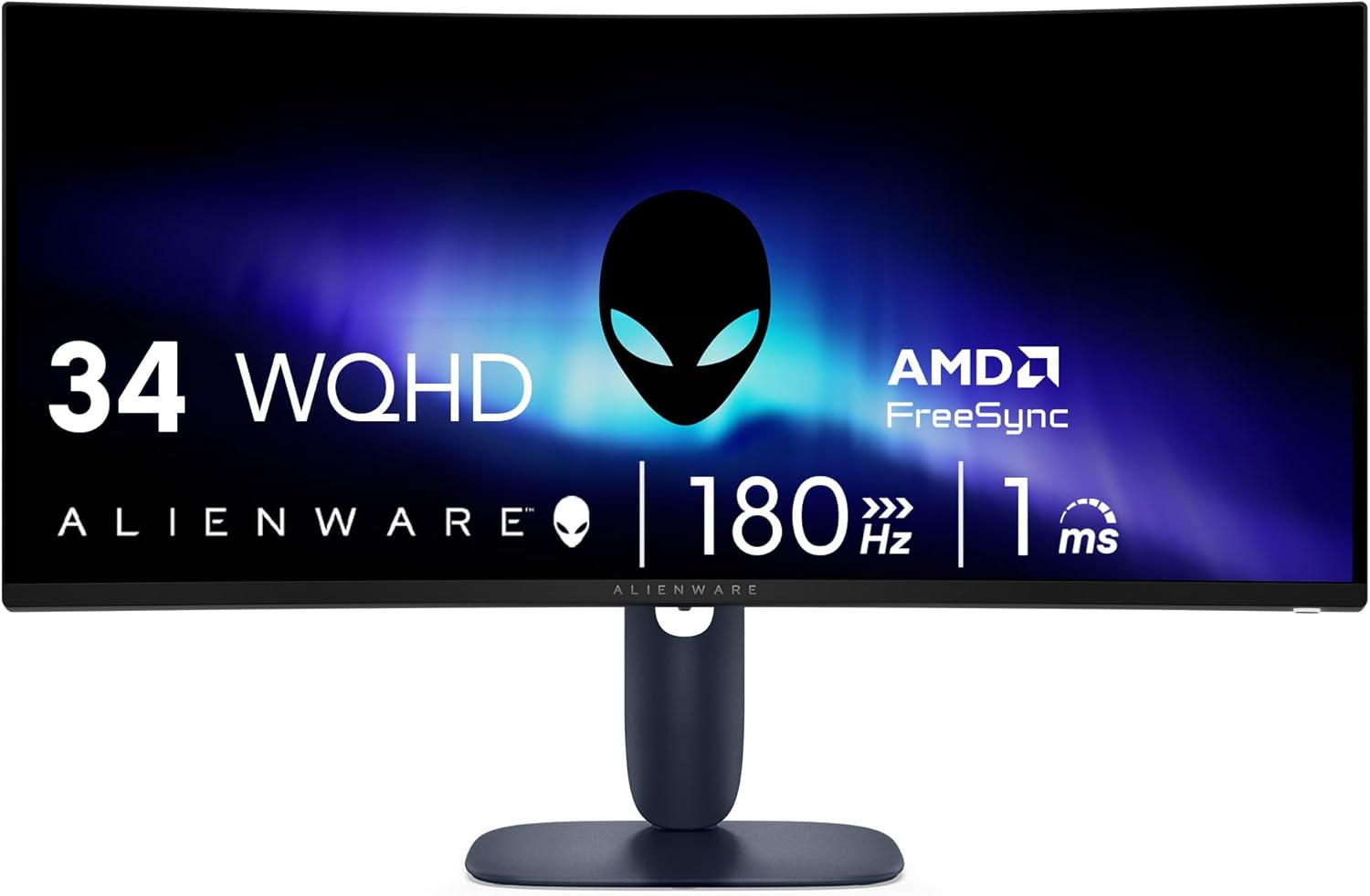 Alienware 34 Monitor curvo para juegos – AW3425DWM – Pantalla WQHD de 34 pulgadas 180Hz 1ms, 1500R, AMD FreeSync Premium, VESA AdaptiveSync.