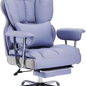 Efomao Big and Tall Office Chair 400LBS, Heavy Duty Executive Office Chair with Foot Rest, Home Office Desk Chairs, Purple Big Tall Computer Chairs