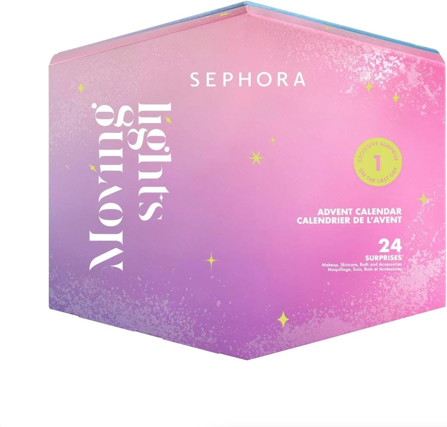 Sephora - Calendario de Adviento 2024, con luces móviles, 24 sorpresas, incluye maquillaje, productos de cuidado, del baño y accesorios