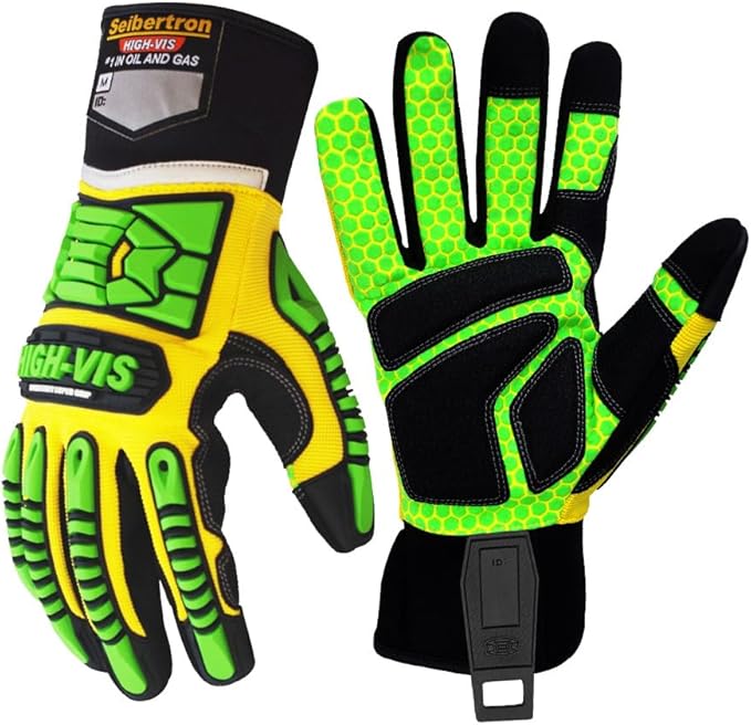 Seibertron High-VIS SDXG2 Dexterity Super Grip GEL Oil & Gas Anti-Vibración Protección de Impacto Guantes de Seguridad CE EN388 4131 M