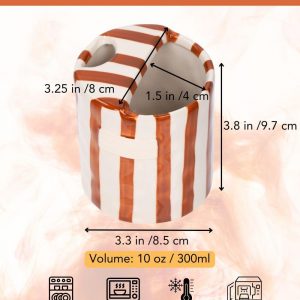 Taza de café grande con platillo, tazas de café de cerámica, taza de café de porcelana y platillo pintado a mano (marrón)