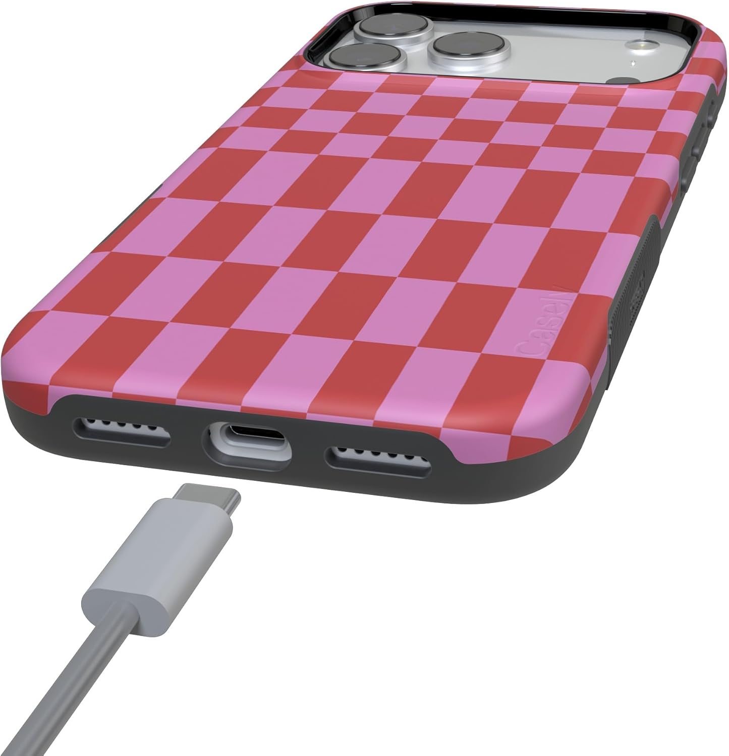 Casely iPhone 17 Pro Max Case | Vibe Check | Pink Checkerboard | Compatible with MagSafe | Bold Protective Design