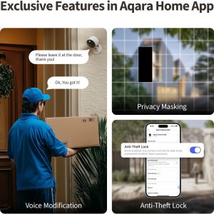 Aqara G100, cámara de seguridad para interiores y exteriores 2K, video seguro HomeKit, audio de 2 vías, visión nocturna de color y infrarrojos, detección de AI, FOV de 140°, Wi-Fi 6, compatible con