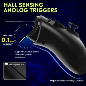 QRD Spark N5 Wireless Controller for PS5 Pro Slim PS4 PS3 PS2 Steam Deck PC Windows Mac iOS Android TV Box, Halleffect Gamepad Joystick with Touchpad, 6 Axis Gyro, Dual Vibration, Mapping, Macro
